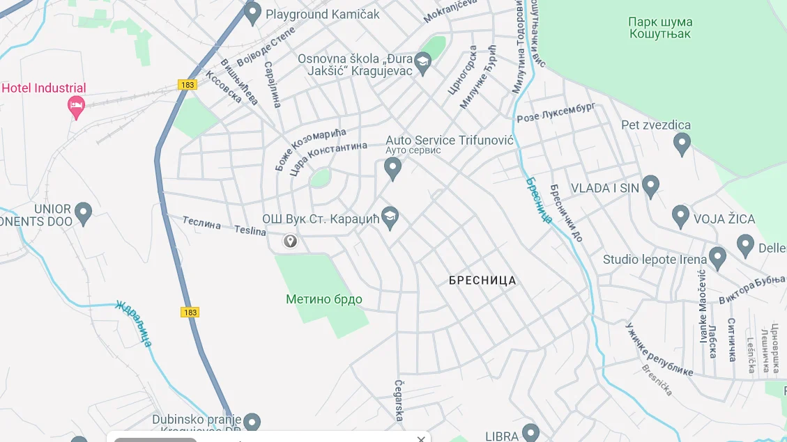 mapa hostel kragujevac, gde se nalazi hostel fiona kako stici najbrze